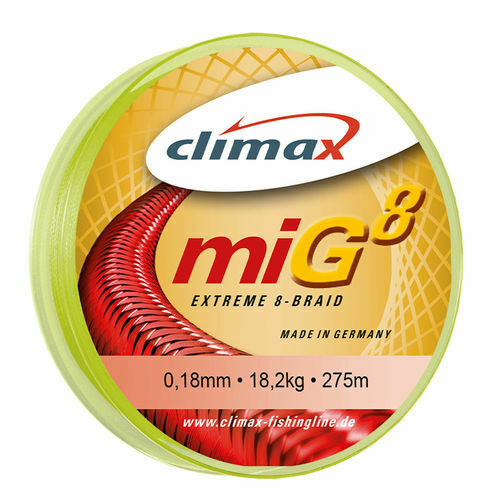 (0,13€/m) Climax miG8 fluo-gelb 8fach geflochtene Schnur